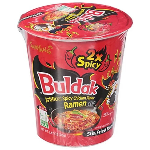 Item No.45687 SAMYANG BULDAK RAMEN CUP 2X SPICY (RED) 6/2.47oz