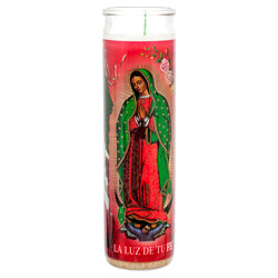 VELADORA MEXICO VIRGEN DE GUADALUPE WHITE 12ct (SKU #14710)