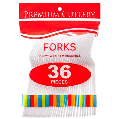 PREMIUM CUTLERY PLASTIC FORK WHITE #8200 36/36ct