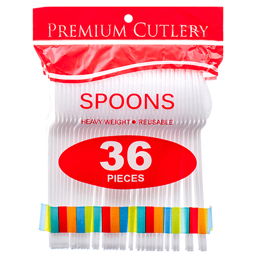 PREMIUM CUTLERY PLASTIC SPOON WHITE #8300 36/36ct