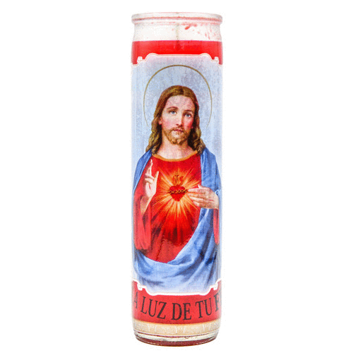 VELADORA MEXICO SAGRADO CORAZON DE JESUS RED 12ct